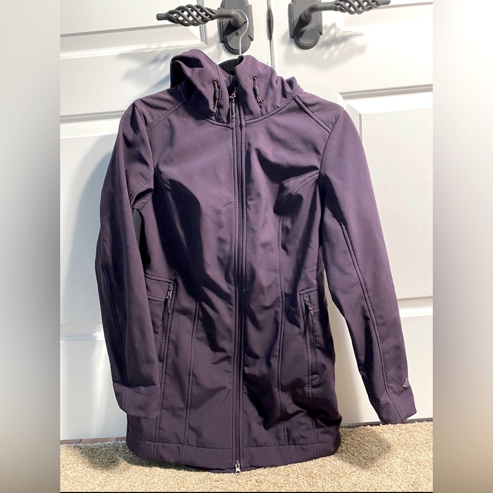 C9 Plum Hooded Waterproof Fleece-lined Raincoat Small